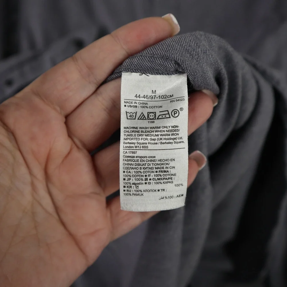 Banana Republic Luxe Flannel Shirt Mens M Camden Fit Grey Cotton Business Casual